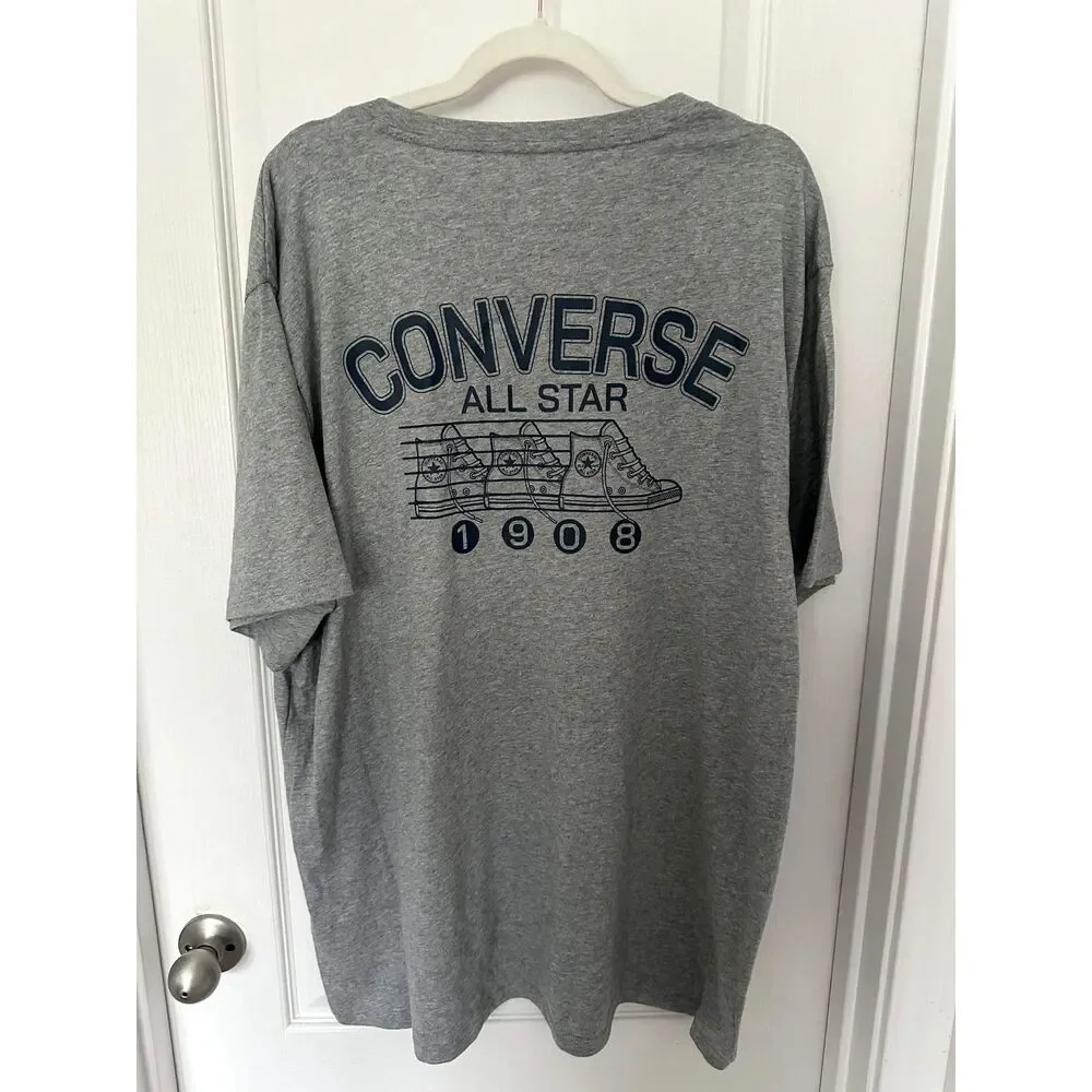 Converse All Star 1908 Graphic T-Shirt XXL Gray Short Sleeve NWT Cotton Tee - Picture 2 of 5